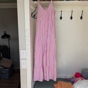 Universal Thread Pink and White Striped Maxi Dress